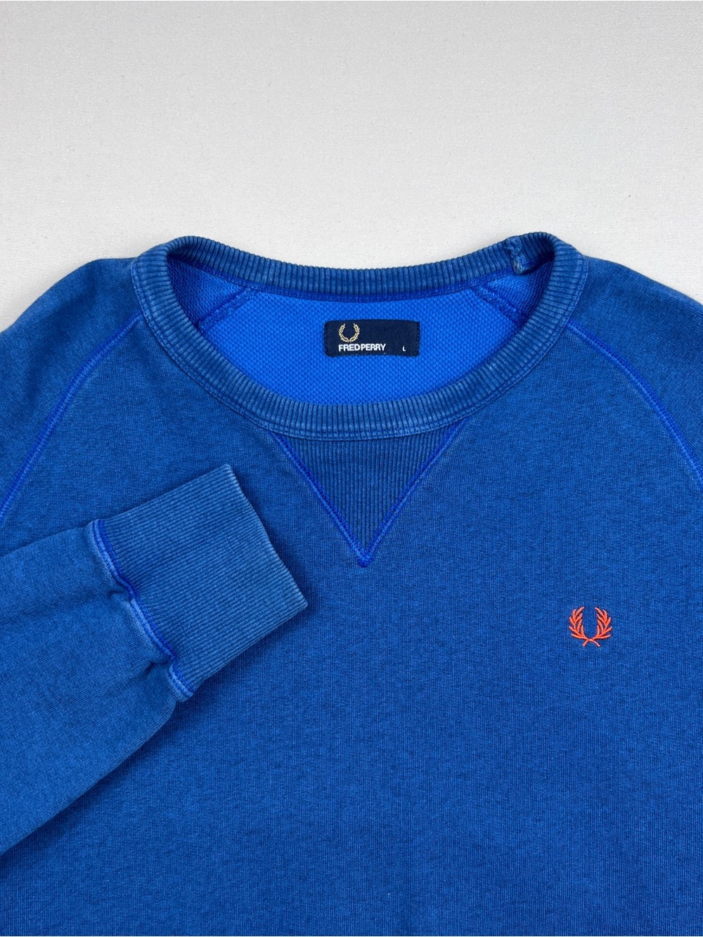 Fred Perry Men's Blue Crewneck Sweatshirt Cotton Made in Portugal